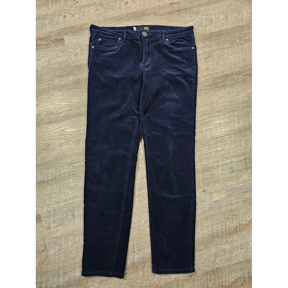 KUT from the Kloth Navy Blue Corduroy Slim Leg Pants Womens Size 12 Mid Rise‎